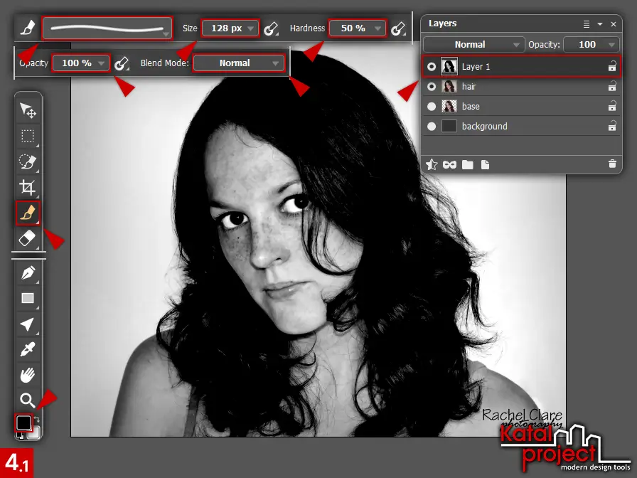 AliveColors 10.0 – Cutting Hair – Step 4.1 – Color Brush – Options