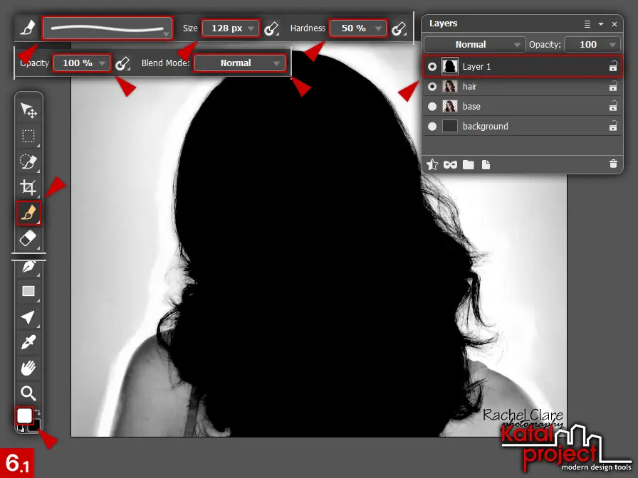 AliveColors 10.0 – Cutting Hair – Step 6.1 – Color Brush – Options