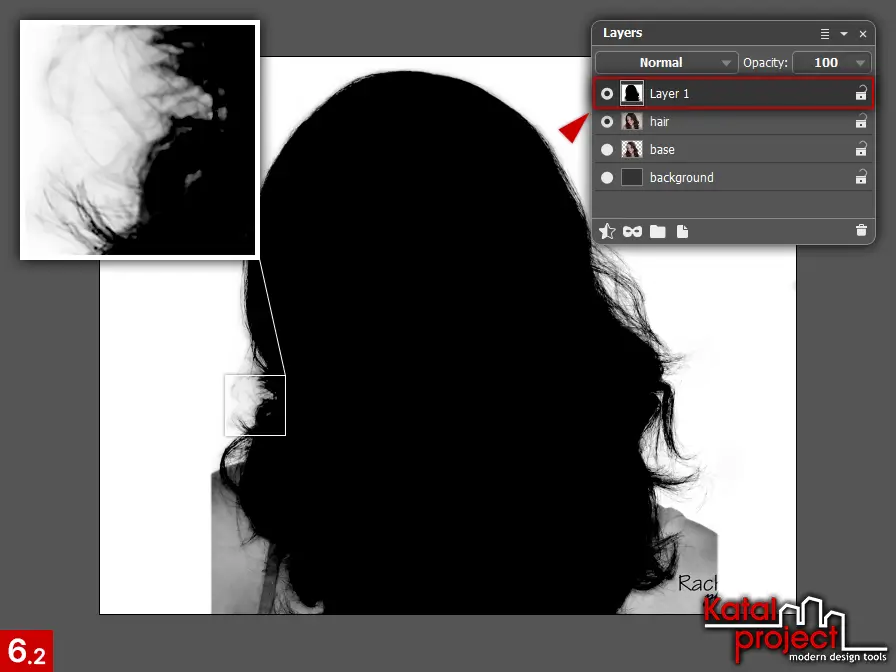 AliveColors 10.0 – Cutting Hair – Step 6.2