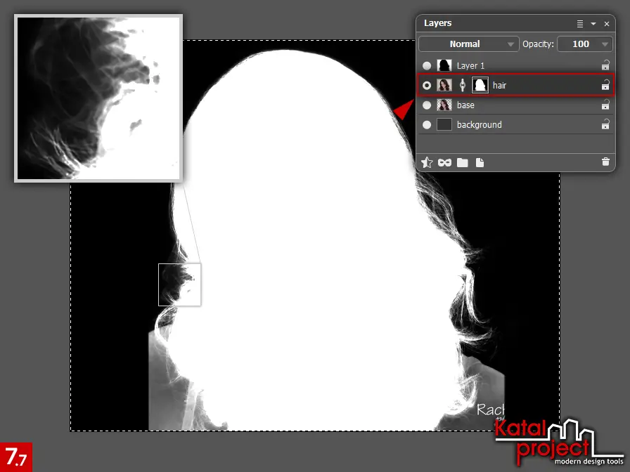 AliveColors 10.0 – Cutting Hair – Step 7.7