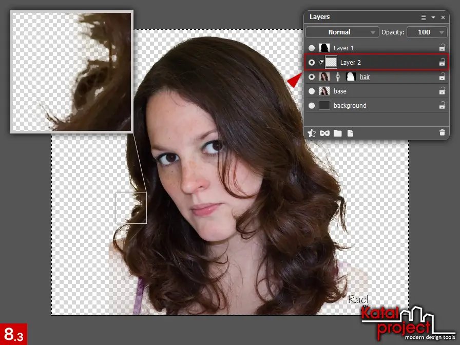 AliveColors 10.0 – Cutting Hair – Step 8.3