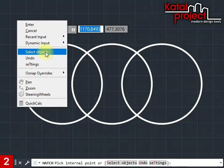 AutoCAD 2024 – HATCH – Select internal point or