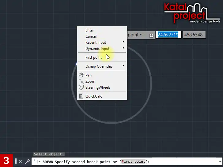 AutoCAD 2024 – BREAK – Specify second break point or