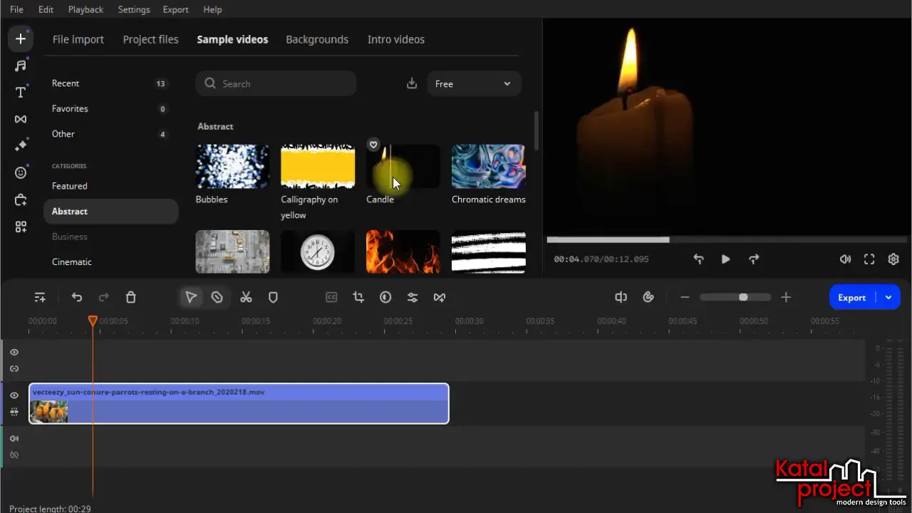 Мовавика Видео 2025 – вкладка Import > Sample videos – Preview on hover