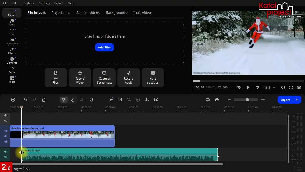 Мовавика Видео 2026: Timeline – Jingle203.mp3 – from 00:04.800 to 00:00.000